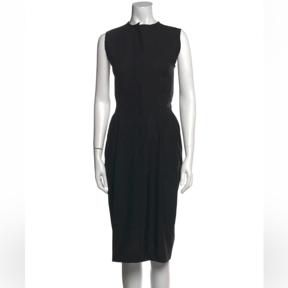 Balenciaga Paris Vintage Wool Midi Length Black Dress - Picture 2 of 16